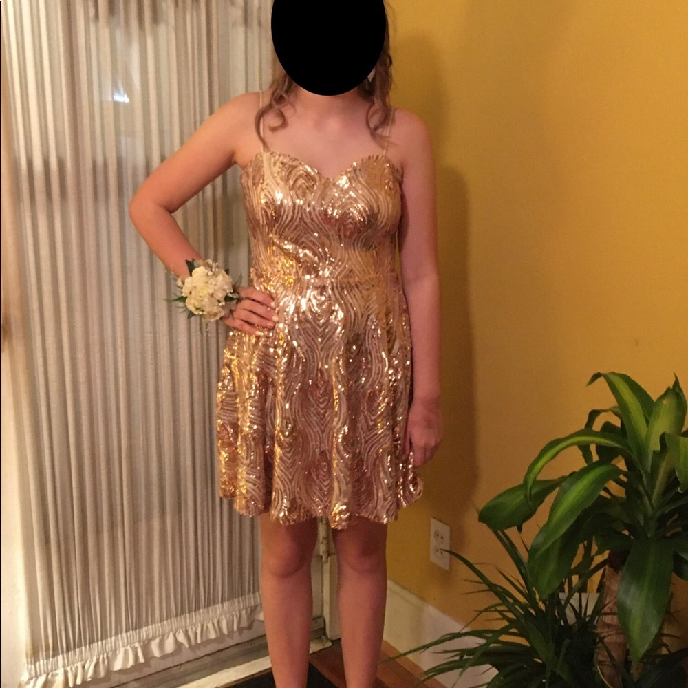 Rose Gold sparkly homecoming dress